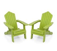 COSTWAY 2 Sillas Adirondack Plegable, Hips, Silla Jardin con Reposabrazos Anchos y Respaldo Inclinado, 88 x 77 x 95 cm, Tumbona Jardin Terraza Playa Piscina Exterior, Carga 180kg (Verde Manzana,2)