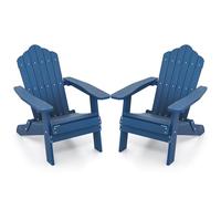 COSTWAY 2 Sillas Adirondack Plegable, Hips, Silla Jardin con Reposabrazos Anchos y Respaldo Inclinado, 88 x 77 x 95 cm, Tumbona Jardin Terraza Playa Piscina Exterior, Carga 180kg (Azul,2)