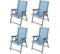 COSTWAY 2 Sillas de Jardin Plegable, Silla Plegable Camping con Respaldo de Tela y Resabrazos, 2 Sillas Terraza Exterior, 65 x 60 x 93 cm, Terraza, Patio Trasero, Piscina Camping (Aztl-4)