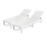 COSTWAY 2 Tumbonas Jardin Exterior, PP, Tumbona Reclinable con Respaldo Ajustable en 5 Posiciones, Espreguiçadeira Jardim Playa Piscina Exterior, 156 x 55 x 83 cm, Carga 160kg (Blanco)