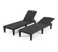COSTWAY 2 Tumbonas Jardin Exterior, PP, Tumbona Reclinable con Respaldo Ajustable en 5 Posiciones, Espreguiçadeira Jardim Playa Piscina Exterior, 156 x 55 x 83 cm, Carga 160kg (Negro)