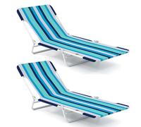 COSTWAY 2 Tumbonas Plegable Playa, Respaldo Reclinable con 5 Posiciones, Correa de Transporte, Hamaca Plegable, Carga 150kg, Espreguiçadeira Jardim Piscina Exterior