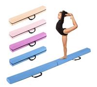 COSTWAY 210 cm Barra Viga de Equilibrio Plegable, Barra de Equilibrio Gimnasia de Espuma con Funda de Suede Removible y Fondo Antideslizante, Equipo de Entrenamiento Portátil con Asas (Azul)