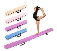 COSTWAY 210 cm Barra Viga de Equilibrio Plegable, Barra de Equilibrio Gimnasia de Espuma con Funda de Suede Removible y Fondo Antideslizante, Equipo de Entrenamiento Portátil con Asas (Morado)