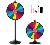 COSTWAY 24" Ruleta de La Suerte, Ruleta de Juego con Soporte de Doble Uso, Marcador y Borrador de Pizarra Blanca, Rueda de la Fortuna Ajustable para Carnavales, Ferias(24 Pulgadas, Estilo 2)