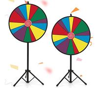 COSTWAY 30" Ruleta de La Suerte, Ruleta de Juego Ajustable con Soporte Trípode de Metal, Borrador de Pizarra, Editable y Colorida, Rueda de la Fortuna para Fiesta Ferias Comerciales (30 Pulgadas)