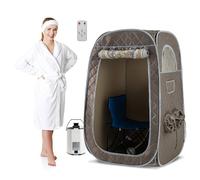 COSTWAY 3L Sauna de Vapor, Tienda de Sauna para 1 o 2 Personas con Generador de Vapor de 1000W, Silla Plegable, Masajeador de Pies, Sauna Personal Indoor de Cuerpo para Relajación en Casa (Gris plata)