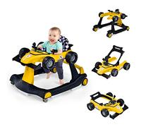 COSTWAY 4 en 1 Andador Bebes, Tacata Bebe Plegable con Altura y Velocidad Regulables, Carillón con Luces, Volante y Asiento con Cojín, Diseño Antivuelco, Caminador para Bebe de 6-18 Meses