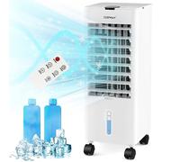 COSTWAY 4 en 1 Climatizador Evaporativo, 60W Enfriador de Aire Portatil, Ventilador con 3 Velocidades, Humidificador, 4 Acumuladores de Frío,12H Temporizador, 2,8L Tanque de agua