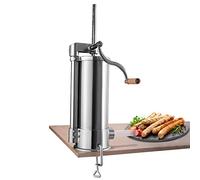 COSTWAY 5kg Embutidora de Chorizos, Embutidora Manual de Salchichas de Acero Inoxidable con Base Fija y 4 Tubos de Llenado, Máquina Casera para Embutir Salchichas para Hogar Fiesta