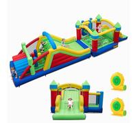 COSTWAY 6 en 1 Castillo Inflable con Toboganes Dobles y Casa de Salto, Castillo Hinchable para Niños con Área de Rebote, Escalada y Bolas Oceánicas, Insuflavel Criança Exteriores (con 2 soplador)