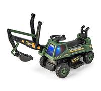 COSTWAY 6V Excavadora Infantil, Tractor Excavadora Juguete para Niños con Asiento Giratorio, Movimiento Adelante/Atrás, Música y Función de Educación Temprana para Interior y Exterior (Verde)