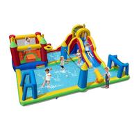 COSTWAY 9 en 1 Castillo Hinchable con Tobogán Acuático, Parque Acuático con Rocódromo, Piscina Infantil, Canasta de Baloncesto, Red de Voleibol y Porterías de Fútbol, Insuflavel Criança (Sin Soplador)