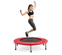 COSTWAY φ97 cm Mini Cama Elastica Plegable, Cama Elástica Fitness con Capacidad de 150 kg, Mini Trampolín Fitness Adultos con Alfombrilla de PP, Multiusos del Ejercicio Interior (Rojo)