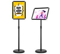 COSTWAY A3/A4 Soporte de Pie para Carteles de Metal Póster de Tablero Menú Publicidad Exterior Altura Ajustable Giratorio para Restaurante Cine Calle Hotel (negro, A3)