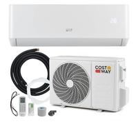 COSTWAY Aire Acondicionado Split, 3,4 kW, Aire Acondicionado con Calefacción con Bomba de Calor,Refrigerante: R32, Calefactor y Refrigerador con Kit de Instalación para Habitación hasta 22㎡ (12000BTU)