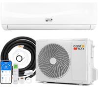 COSTWAY Aire Acondicionado Split, 3,4kW Aire Acondicionado Inverter con Wifi, Mando a Distancia, Calefacción, Refrigeración, Autolimpieza, Refrigerante R32, Incluye Accesorios de Montaje (9000BTU)