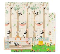 COSTWAY Alfombra de Juegos para Bebés, 200 x 180 cm, Colchoneta Infantil Plegable de Doble Cara con Bolsa de Transporte, Alfombra Bebe de Actividades Impermeable y Reversible (Panda y Jirafa)
