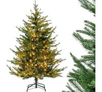 COSTWAY Árbol de Navidad 136cm, Arbol de Navidad con Luces Incorporadas, 180 Luces, Blancas Cálidas, Arboles de Navidad con Luces Integradas, 8 Modos, 386 Ramas de PVC y PE, Arvore de Natal (136cm)