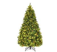 COSTWAY Árbol de Navidad Artificial Verde 210cm, Arbol de Navidad con 460 Luces Incorporadas Soporte de Metal, 61 Conos de Pino, PVC y PE, Arvore de Natal Hogar Fiesta Interior (210 cm)