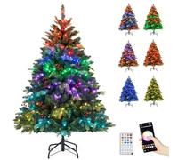 COSTWAY Árbol de Navidad con Luces Incorporadas 150cm, 250 Luces RGB Multicolores Controladas por App, Mando a Distancia, Decoración, 584 Puntas de PE y PVC, Christmas Tree w/Light (150cm)