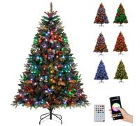 COSTWAY Árbol de Navidad con Luces Incorporadas 180cm, 370 Luces RGB Multicolores Controladas por App, Mando a Distancia, Decoración, 1054 Puntas de PE y PVC, Christmas Tree w/Light (180cm)