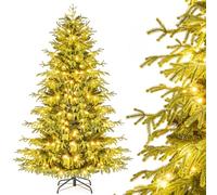 COSTWAY Arbol de Navidad con Luces Incorporadas 180cm, Arbol de Navidad con Luces Integradas, 270 Luces LED Blanco Cálido, 746 Ramas de PE y PVC, Arvore de Natal Oficina Hogar (180cm)