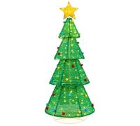COSTWAY Arbol de Navidad con Luces Incorporadas 190cm, Arboles de Navidad con Luces Integradas con Estrella y Bola Peluda, Brida y Estaca para Tierra, Arvore de Natal Casa Escuela Tienda