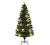 COSTWAY Árbol de Navidad de Fibra Óptica 150/180 cm, Arbol de Navidad con Luces Incorporadas, Multicolor, 170/230 Ramas de PVC, Arvore de Natal(180 cm)