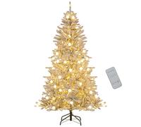 COSTWAY Árbol de Navidad Nevado 180cm, Arbol de Navidad con 250 Luces LED Incorporadas, 51 Luces Esférica, 637 Ramas de PVC, Mando a Distancia y Temporizador, Arvore de Natal with Light (180cm)