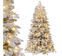 COSTWAY Árbol de Navidad Nevado 180cm, Arbol de Navidad con Luces Incorporadas, 130 Bolitas Destellantes, 260 Luces LED, Blanco Cálido, 8 Modos, 616 Puntas de PVC y PE, Arvore de Natal W/Light (180cm)
