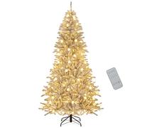 COSTWAY Árbol de Navidad Nevado 210cm, Arbol de Navidad con 350 Luces LED Incorporadas, 65 Luces Esférica, 905 Ramas de PVC, Mando a Distancia y Temporizador, Arvore de Natal with Light (210cm)