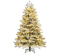 COSTWAY Arbol de Navidad Nevado con Luces 180cm, Arbol de Navidad con Luces Incorporadas, 350 Luces LED Blancas Cálidas, 1022 Puntas de PE y PVC, Arvore de Natal Hogar Oficina Tienda(180cm)