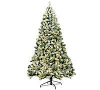 COSTWAY Árbol de Navidad Nevado con Luces 230cm, Arbol de Navidad con Luces Incorporadas 550 Luces LED de Blanco Cálido, 1346 Ramas de PVC, Arvore de Natal with Light Hogar Oficina Fiesta