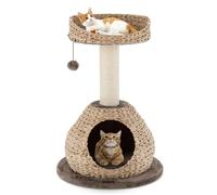 COSTWAY Árbol para Gatos con Palo Rascador en Sisal Natural, Posadero y Nicho Relajante, Pelota Juguete Colgando, Centro Actividad Torre para Gatos