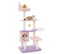 COSTWAY Árbol para Gatos de 140cm, Rascador para Gatos con Postes Rascadores de Sisal, Condo Espacioso, Hamaca Giratoria, Zonas de Juego y Juguetes