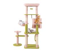COSTWAY Árbol para Gatos de 148 cm, Torre Multinivel Estética Floral para Gatos con Percha, Condo, Hamaca, Postes y Tablero de Rascado de Sisal, Bolas