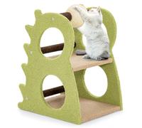 COSTWAY Árbol para Gatos de 2 Niveles, Torre para Gatos en Forma de Dinosaurio, con Bola Rascadora de Sisal y Felpa de Peluche, 4 Agujeros para Explorar, Centro de Actividades para Gatitos