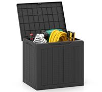 COSTWAY Arcón Jardin Exterior 96L, PP, Baul Almacenaje Exterior con Tapa Cerradura, Caja de Almacenamiento para Patio, 56 x 41 x 50,5 cm, Carga 150kg Terraza Balcón (negro)