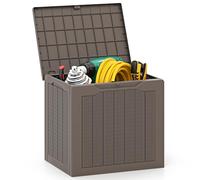 COSTWAY Arcón Jardin Exterior 96L, PP, Baul Almacenaje Exterior con Tapa Cerradura, Caja de Almacenamiento para Patio, 56 x 41 x 50,5 cm, Carga 150kg Terraza Balcón (café)