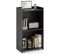 COSTWAY Atril Rodante, Podio de Presentación con 2 Estantes, Atril de Madera con 4 Ruedas Universales, Púlpito para Iglesia, Oficina, Escuela, 57,5 x 37 x 105 cm (Negro)