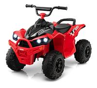 COSTWAY ATV Eléctrico de 12V para Niños, Quad Electrico Niño con Velocidad Alta/Baja, Asiento Cómodo, Ruedas Anchas, Faros Realistas, Bocina y Música, Coche Bateria Niños (Rojo)