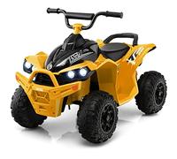 COSTWAY ATV Eléctrico de 12V para Niños, Quad Electrico Niño con Velocidad Alta/Baja, Asiento Cómodo, Ruedas Anchas, Faros Realistas, Bocina y Música, Coche Bateria Niños (Amarillo)