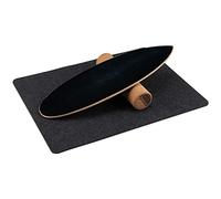 COSTWAY Balance Board, Tabla de Equilibrio de Madera de Abedul y Corcho, Skateboard Hockey Snowboard y Surf, Incluye Rodillo y Cobertura Antideslizante (negro)