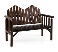 COSTWAY Banco Jardin Exterior de 2 Plazas, Madera de Pino y Abeto, Banco Exterior con Respaldo Inclinado, Asiento Espacioso con Listones y Reposabrazos, 120 x 68 x 99 cm, Carga 300kg