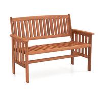 COSTWAY Banco Jardín Exterior, Madera Maciza, Banco Exterior de 2 Plazas, Respaldo Inclinado, Reporabrazos y Asiento con Listones, Terraza Patio Porche, 59,5 x 119 x 89 cm, Natural, Carga 200kg