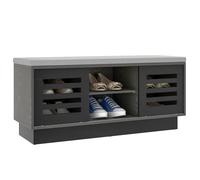 COSTWAY Banco Zapatero, Zapatero con Asiento con 6 Compartimentos de Almacenamiento y 3 Estantes Ajustables, Banco para Zapatos con Cojín y 2 Puertas Correderas para Entrada (Gris y Negro)