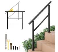 COSTWAY Barandilla Escaleras, Barandilla Escalera de Metal para Escalones con Ajuste de Ángulo Flexible, Barandilla de Seguridad con Kit de Instalación para Cubierta, Porche, Entrada (104 cm)