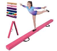 COSTWAY Barra de Equilibrio Gimnasia de 210 cm, Viga de Equilibrio Plegable de Gimnasia, Barra Gimnasia Artistica con Empuñaduras, Resistente al Desgaste para Niños Gimnastas y Animadoras (Rojo Rosa)