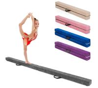 COSTWAY Barra de Equilibrio Gimnasia de 210 cm, Viga de Equilibrio Plegable de Gimnasia, Barra Gimnasia Artistica con Empuñaduras, Resistente al Desgaste para Niños Gimnastas y Animadoras (Gris)